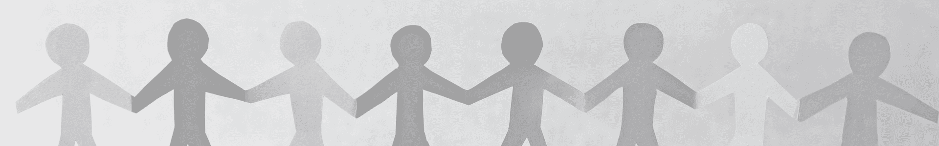 Gray paper people holding hands.