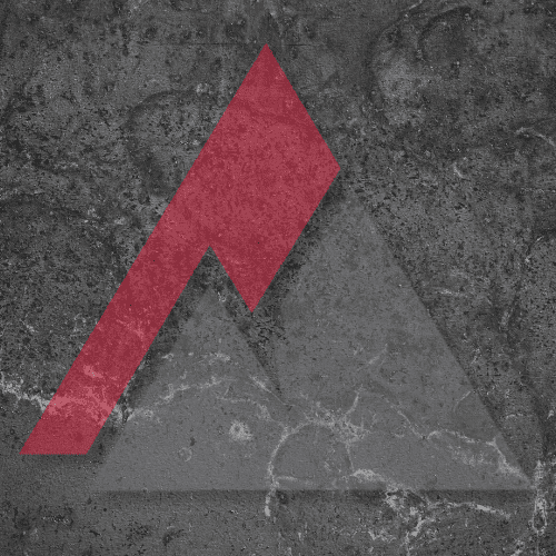 Red triangle on a grey background.