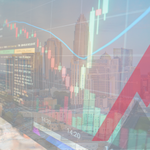 Charlotte skyline with workforce and employment data representing the August jobs report